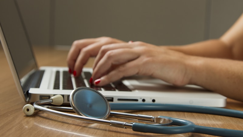 Medical professional in clinical setting